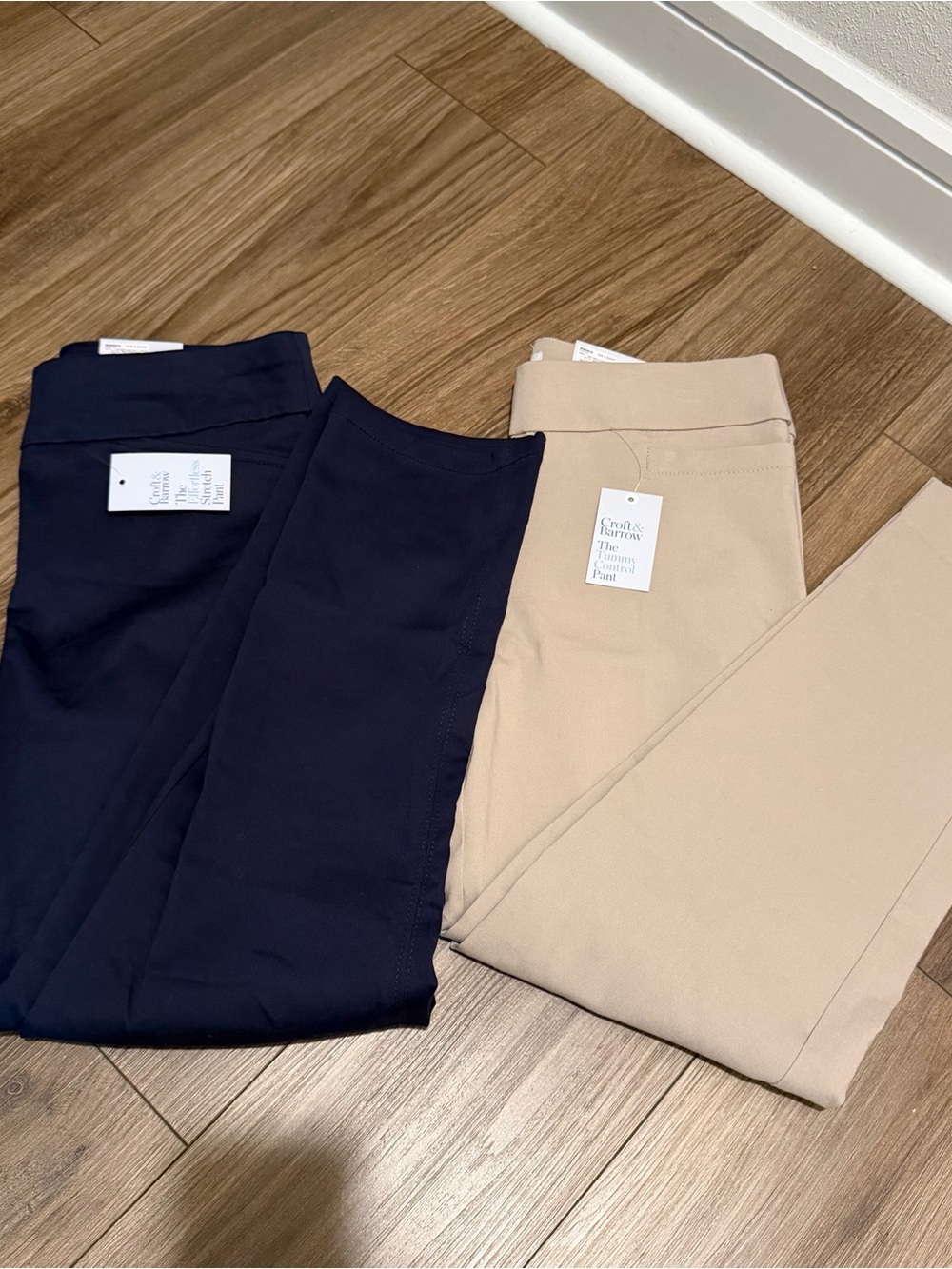 Croft & Barrow Navy and Beige Pull-On Chino Pants Bundle - NWT